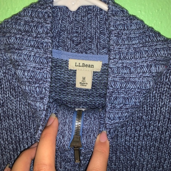 L.L. Bean Cotton Knit Zip Up Sweater - Picture 3 of 8